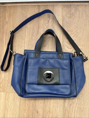 kate spade Blue Leather Shoulder Bag with Black Trim